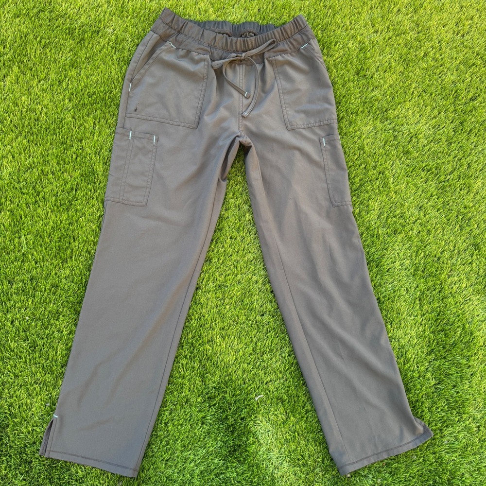 Scrubstar Womens M Petite Pewter Gray Cargo Scrub Pants WM01B072P Drawstring
